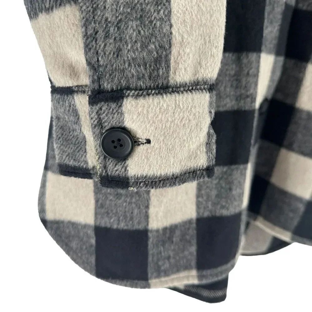 Knox Rose Shirt Jacket Shacket M Plaid Black Tan Classic Cozy Cabin Wool Blend - Picture 6 of 9